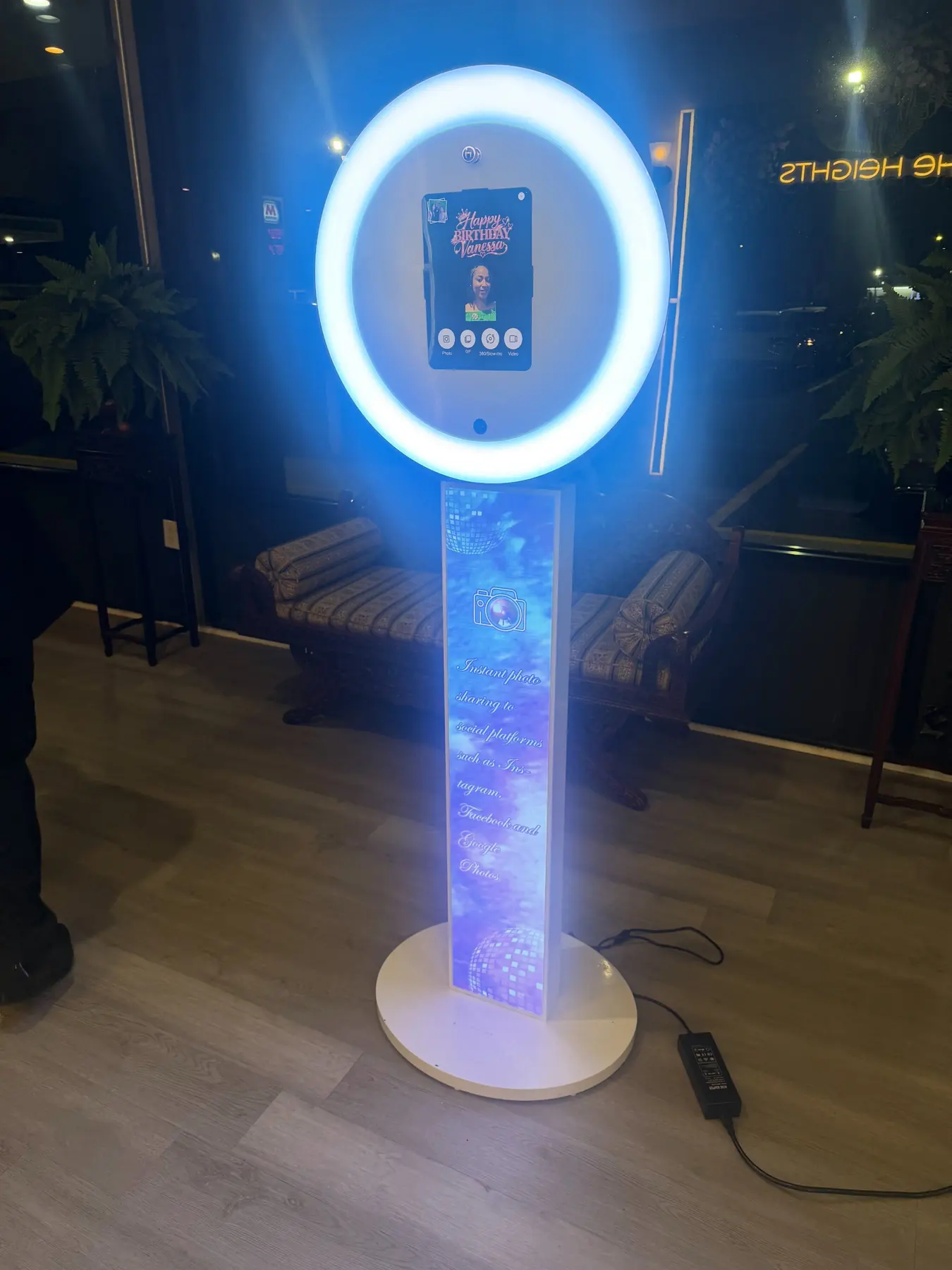 A ring-light photo booth set up at an event at The Heights
